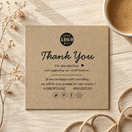 Kraftpapper anpassad logotyp tack för affärer fyrkantigt visitkort