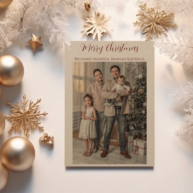 Kraftpapper God Jul Familjefoto Julkort (Skapare uppladdad)