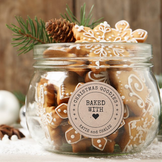 Kraftpapper julgodis runt klistermärke (Kraft Paper Christmas Goodies Classic Round Sticker)