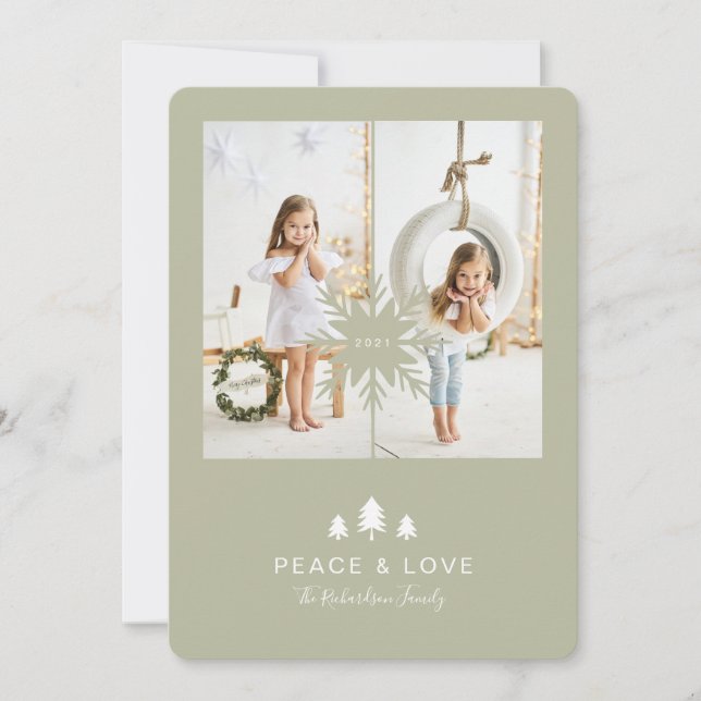 Kraftpapper julgran & Snöflinga 2 Foto Julkort (Framsida)