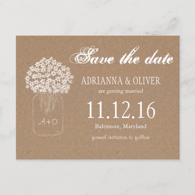 Kraftpapper Masonburk Blommor Spara Datum Meddelande Vykort (Framsida)