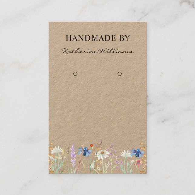 Kraftpapper örhänge display  | Wildflower Floral  Visitkort (Framsida)