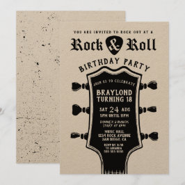 Kraftpapper Rock n Roll Gitarr Inbjudan