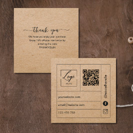 Kraftpapper Tack-kort Order Insert Rabattkort