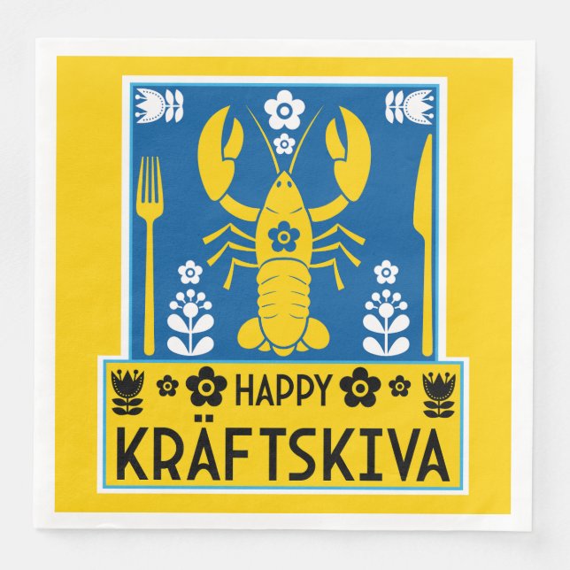 Kräftskiva - Svenska Crayfish Party Pappersservett (Framsida)