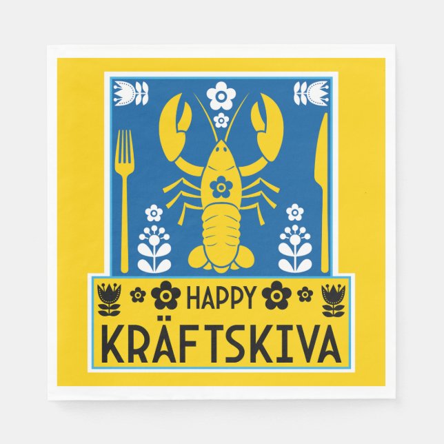 Kräftskiva - Svenska Crayfish Party Pappersservett (Framsidan)