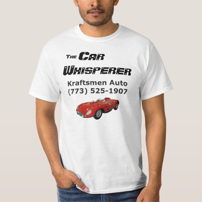 Kraftsmen Car Whisperer Basic T-Shirt (med röd bil (Framsida)