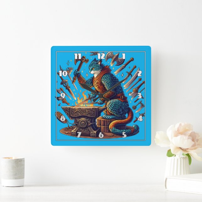 Kraftvapen i en Fantasy Blacksmith Fyrkantig Klocka (Hem)