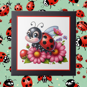 Kraftverk av älskare från Cute ladybug Kakelplatta
