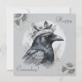 Krähe Crow Rabe Portrait Blumen Karte Grußkarte Kort