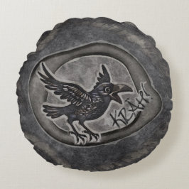 Krähe Crow Rabe ruft KRÄH! Kissen Rund Kudde