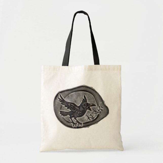 Krähe Crow Rabe ruft KRÄH! Tasche Tragetasche Tygkasse (Framsidan)