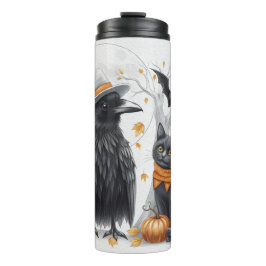 Krähe und Katze „Happy Halloween!“ Crow