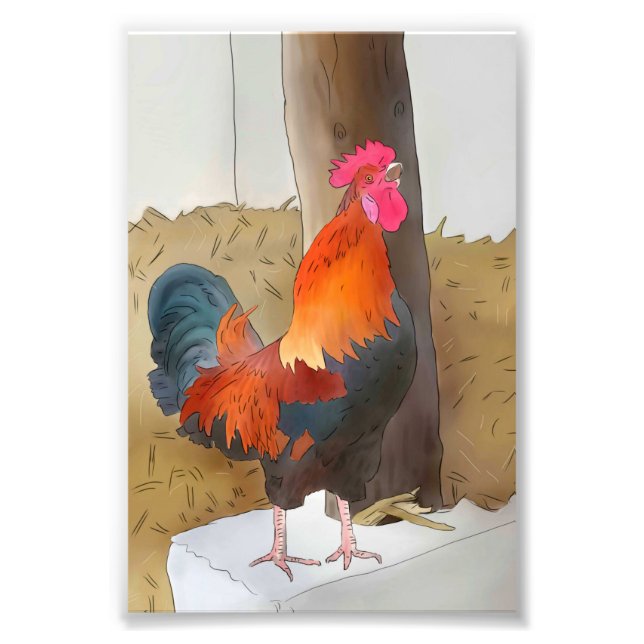 Krähender Hahn Fototryck (Framsidan)