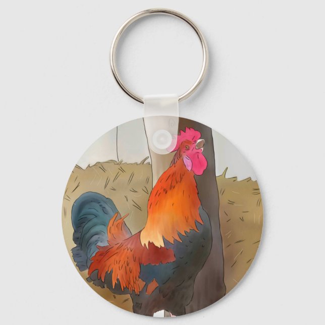 Krähender Hahn Nyckelring (Framsida)