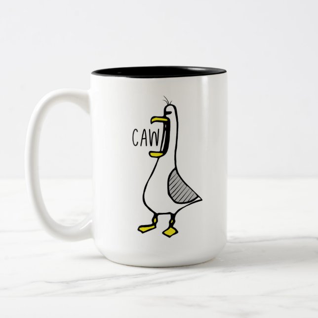 Kråk-ful Måsgal Keramikmugg Två-Tonad Mugg (Vänster)