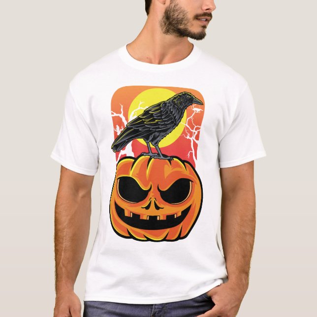 Kråk Halloween-fågelskådarepresent T Shirt (Framsida)