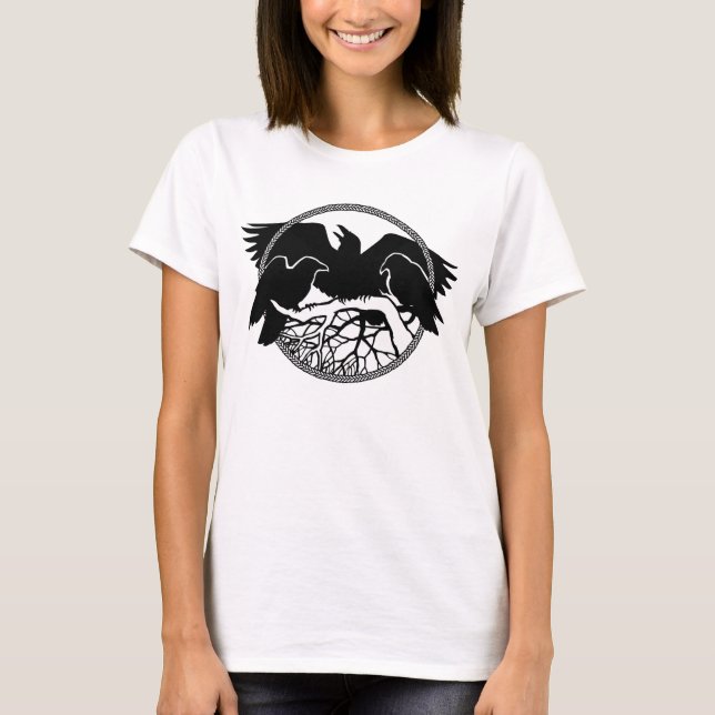 Kråka av Raven T-shirt Raven Art Dam Shirt (Framsida)
