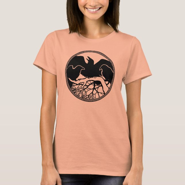 Kråka av Raven T-shirt Raven Art Dam Shirt (Framsida)