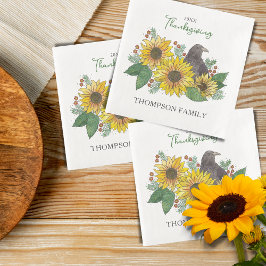 Kråka av Thanksgiving i solblommor Pappersservett