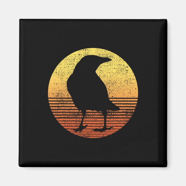 Kråka Bird Älskare Raven Vintage Magnet (Framsidan)