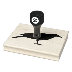 Kråka Bird, Black Silhouette, 4 tum x 5 tum Rubber Stämpel