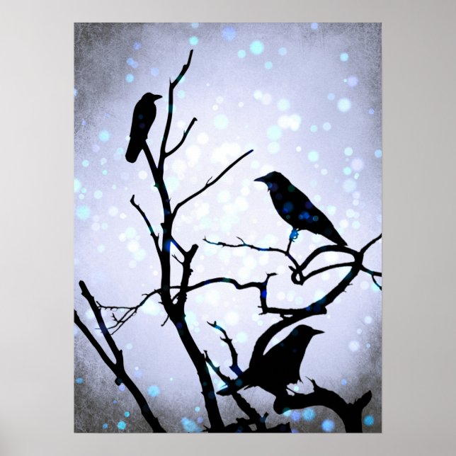 Kråka Bird på Träd Bird 94 Poster (Framsidan)