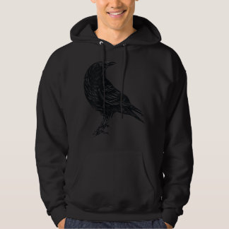 Kråka Blackbird Raven Silhouette Bird Hoodie