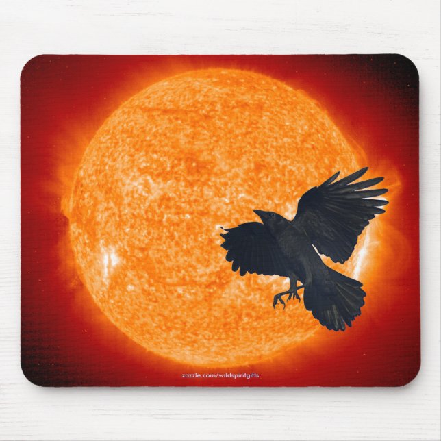 Kråka & bränning Sol Wildlife Fantasy Mousepad Musmatta (Framsidan)