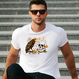 Kråka F Caw F Black Bird Skull Blommigt Halloween T Shirt