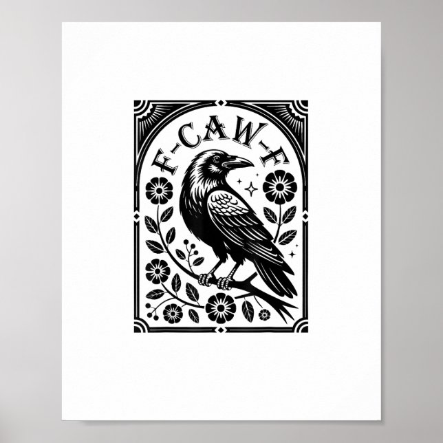 Kråka, F-Caw-F Rolig Fågel Estetisk Grafik Poster (Framsidan)