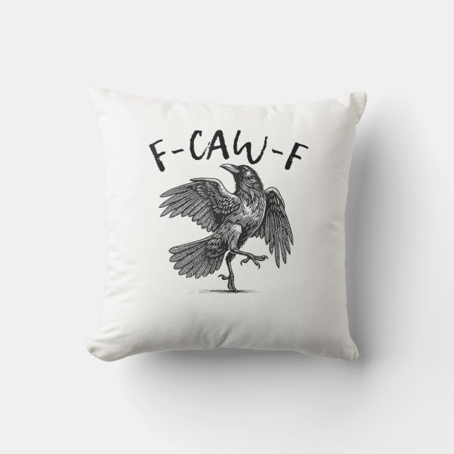 Kråka, F-Caw-F Rolig Fågel Kudde (Framsida)