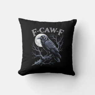 Kråka F-Caw-F Rolig Fågel Måne Gotisk Vuxen Humor Kudde