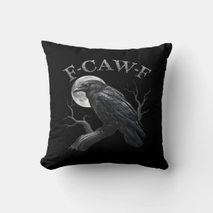 Kråka F-Caw-F Rolig Fågel Måne Gotisk Vuxen Humor Kudde