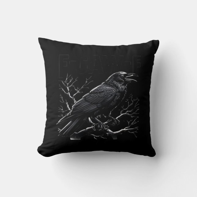 Kråka, F-Caw-F Rolig Fågel Minimal Ren Kudde (Framsida)