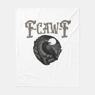 Kråka, F-Caw-F Rolig Fågel Moon Gothic Retro Grafi Fleecefilt