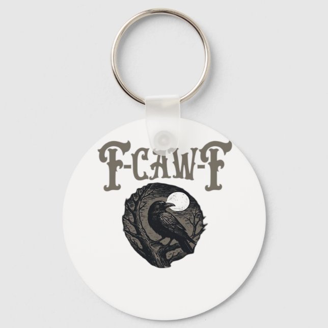 Kråka, F-Caw-F Rolig Fågel Moon Gothic Retro Grafi Nyckelring (Framsida)