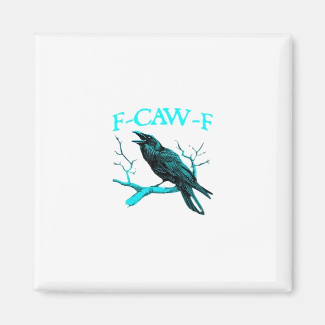 Kråka F-Caw-F Rolig Fågel Retro Magnet (Framsidan)