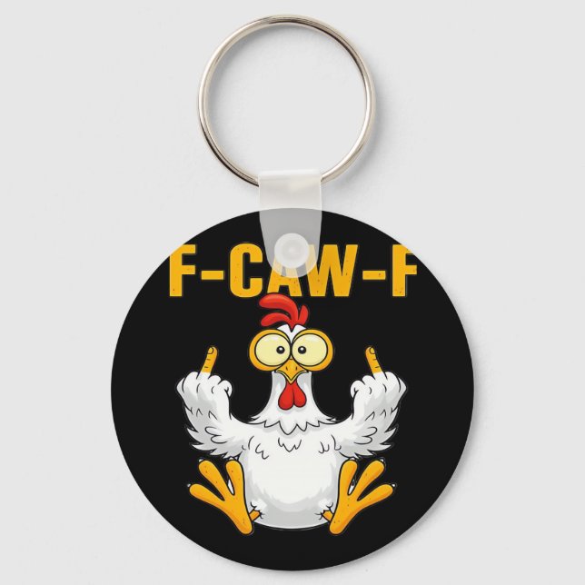Kråka F-Caw-F Rolig humor gotisk Nyckelring (Framsida)
