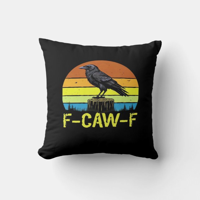 Kråka F-Caw-F Rollig Fågel Klassisk Minimal Ren Kudde (Framsida)
