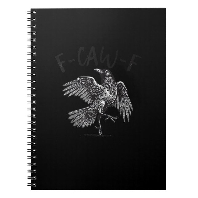 Kråka, F-Caw-F Rollig Fågel Retro Grafik Anteckningsbok (Framsidan)