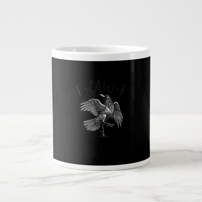 Kråka, F-Caw-F Rollig Fågel Retro Grafik Jumbo Mugg (Framsidan)