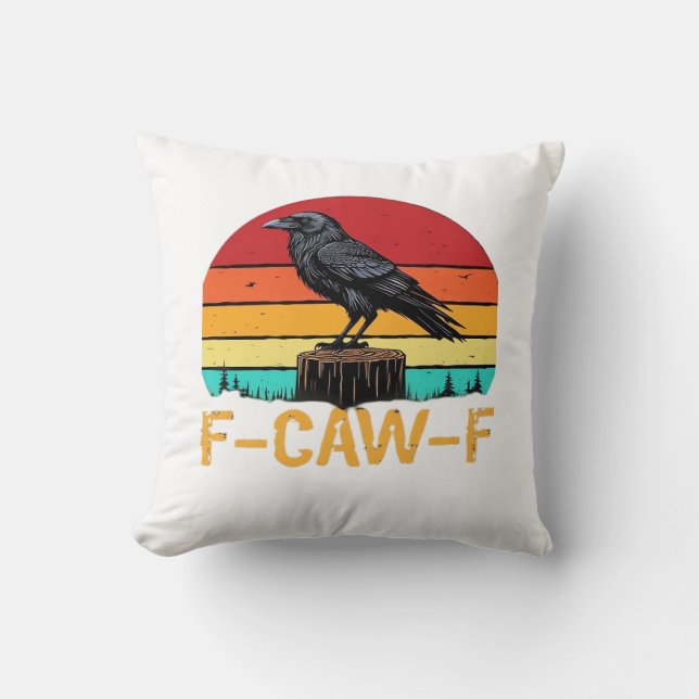 Kråka, F-Caw-F Rollig Fågel Retro Klassiker Kudde (Framsida)