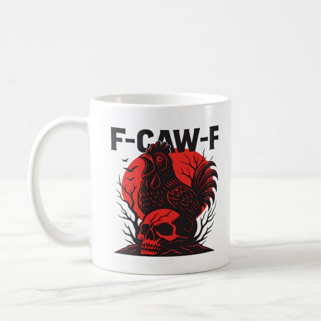Kråka F-Caw-F Rolsk Gotisk Humor Kaffemugg (Vänster)