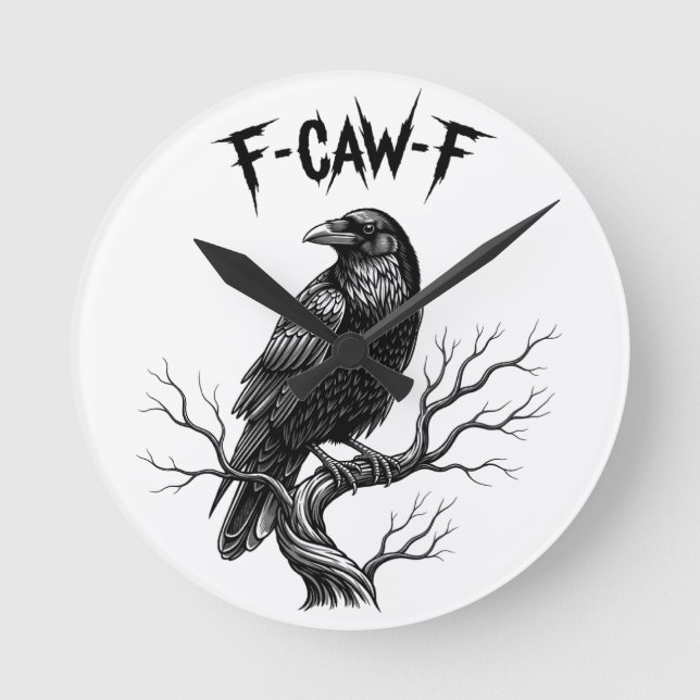 Kråka - F-Caw-F Rund Klocka (Framsida)