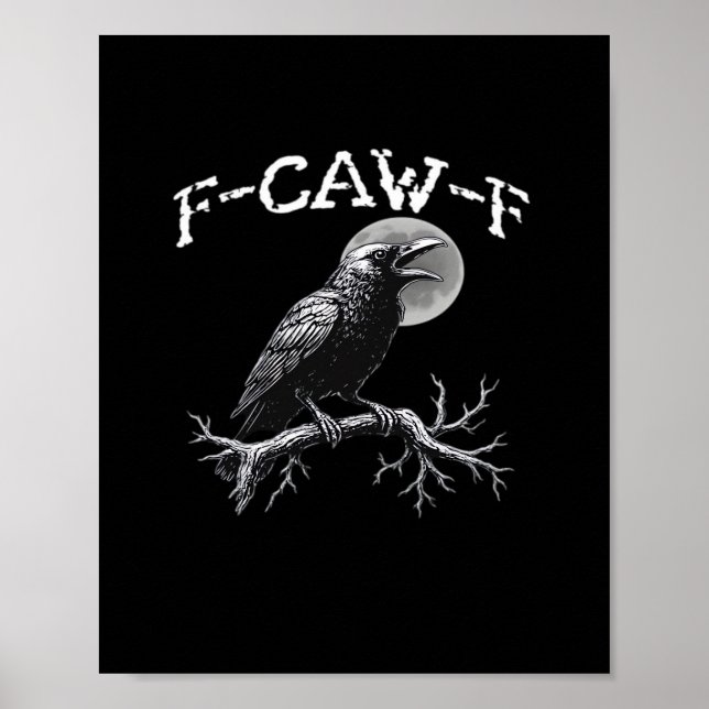 Kråka F-Kaw-F Rolig Fågel Retro Klassiker Poster (Framsidan)
