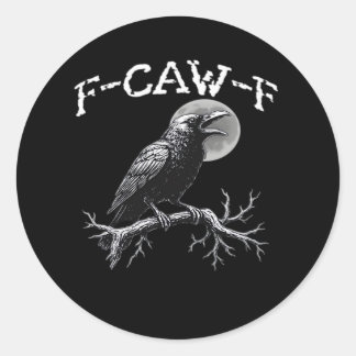 Kråka F-Kaw-F Rolig Fågel Retro Klassiker Runt Klistermärke