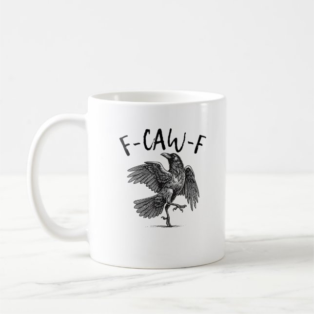 Kråka, F-Kråk-F Rolig Fågel Kaffemugg (Vänster)