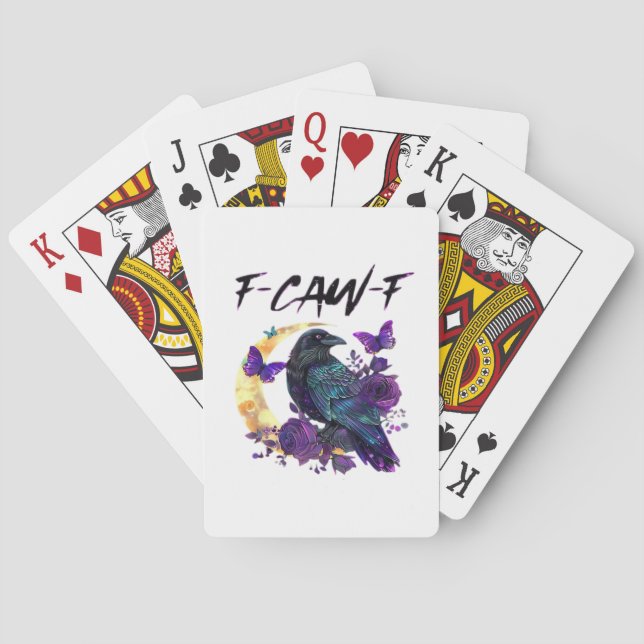 Kråka F Krax F Rolig Fågel Måne Gotisk Design Casinokort (Baksidan)