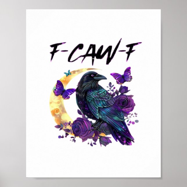 Kråka F Krax F Rolig Fågel Måne Gotisk Design Poster (Framsidan)
